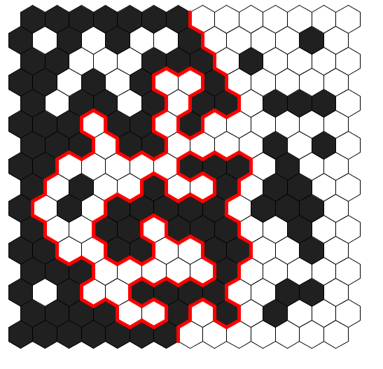 Traced SLE6 curve generated from the hexagon boundary process